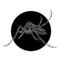 Abstract white line mosquito in black circle vector design