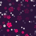 Abstract white and magenta flowers and gold with diamonds on dark purple background Royalty Free Stock Photo