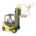 Abstract white man falling from lift truck fork Royalty Free Stock Photo