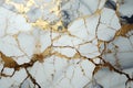 Abstract white marble texture with glittering golden beauty veins and inclusions