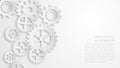 Abstract white mechanical gear background concept. Paper cut style