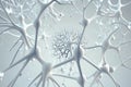 Abstract white neurons pattern, white theme, solid white background. Big data, cryptography programming. Neural network