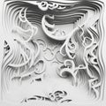 Abstract white paper art displaying a 3D layered structure with intricate, swirling patterns and Royalty Free Stock Photo