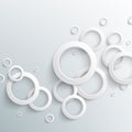 Abstract white paper circles on light background