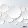 Abstract white paper circles on light blue background