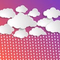 abstract white paper clouds with rain drops on a deep colorful m