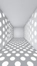 Abstract white polka dot pattern light casting into a modern geometric empty room interior Royalty Free Stock Photo