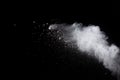 Abstract white powder explosion against black background.White dust exhale in the air Royalty Free Stock Photo