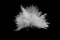 Abstract white powder explosion.White dust debris on black background Royalty Free Stock Photo