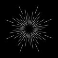 Abstract white radial speed lines in circle form. Geometric art. Black background