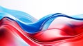 Abstract white, red and blue curved wave flow on white background illustration Generative AI Royalty Free Stock Photo