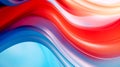 Abstract white, red and blue curved wave flow on white background Generative AI Royalty Free Stock Photo