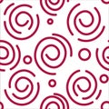 Abstract white and red spiral background. Vector seamless pattern. Simple design. Seamless vector texture. Paper art Royalty Free Stock Photo