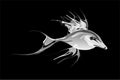 Abstract white shaded fish with black Background. Vector Illustration