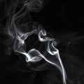 Abstract white smoke swirls pattern over the black background Royalty Free Stock Photo