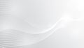 Abstract white soft wave lines flowing on gray gradient background element with shiny lights. Vector Royalty Free Stock Photo