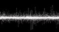 Abstract white sound wave on black backdrop, audio frequency visualization with sharp peaks Royalty Free Stock Photo