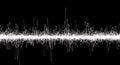 Abstract white sound wave on black background, audio frequency visualization, no people Royalty Free Stock Photo