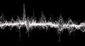 Abstract white sound wave pattern on black background for digital frequency track visualization Royalty Free Stock Photo
