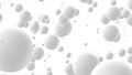 Abstract white spheres floating in a minimalistic background modern design projects