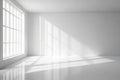 Abstract white studio background for product presentation. Empty room with shadows of window. Display product with blurred Royalty Free Stock Photo