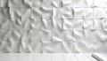 Abstract white wavy tiles form minimalist wall pattern with subtle light, shadow play. Surface gentle, undulating texture Royalty Free Stock Photo