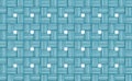 Abstract wicker background wooden logs thin wall openings windows white light blue azure cloth