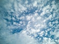 Abstract blue summer sky with white cirrus,cumulus,layered air clouds on beautiful sunny day.Banner,texture for design Royalty Free Stock Photo