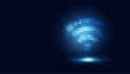 abstract Wifi Futuristic blue wireless connection for data transfer background concept big data and speed