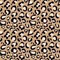 Abstract wild animal skin leopard seamless pattern design on beige background. Jaguar, leopard, cheetah, panther fur, camouflage Royalty Free Stock Photo