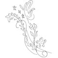 Abstract wild flowers outline icon isolated on white background. Hand Drawn vector illustration. Line art. Sketch Royalty Free Stock Photo