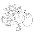 Abstract wildflower outline icon isolated on white background. Hand Drawn vector illustration. Line art. Sketch Royalty Free Stock Photo