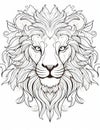 White design art animal drawing lion graphic black doodle wild illustration Royalty Free Stock Photo