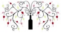 Abstract wine bottle tree and branches with wine glasses Royalty Free Stock Photo