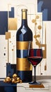 Abstract Wine Geometric Artwork Digital Acrylic Painting Colorful Background Art Design