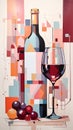 Abstract Wine Geometric Artwork Digital Acrylic Painting Colorful Background Art Design