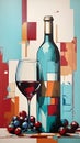 Abstract Wine Geometric Artwork Digital Acrylic Painting Colorful Background Art Design