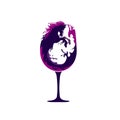 Abstract wine glass with horse shaped splash vector illustration