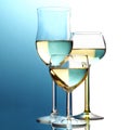 Abstract wine glasses, background half blue, half white