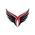 Abstract winged vector logo with red accent, symbolizing flight and freedom concept Royalty Free Stock Photo