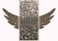 Abstract wings of black glitter and rectangular place for text, interesting and beautiful frame for your design Royalty Free Stock Photo