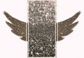 Abstract wings of black glitter and rectangular place for text, interesting and beautiful frame for your design