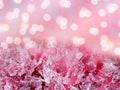 Abstract winter background. Pink ice crystal formations with bokeh, closeup Royalty Free Stock Photo