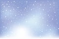 Abstract winter background with soft pastel cornflower blue gradients and falling snow