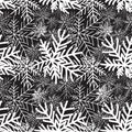 Abstract winter black and white seamless pattern. Snow forest te Royalty Free Stock Photo