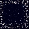 Abstract winter blue background, with stars, snowflakes and snow Royalty Free Stock Photo