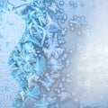 Abstract winter frost patterns on window, festive background, cl Royalty Free Stock Photo