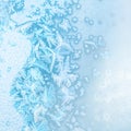 Abstract winter ice texture on window, festive background, close Royalty Free Stock Photo