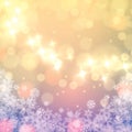 Abstract winter light colors snowflakes background