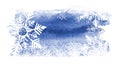 Abstract winter watercolor background snowflakes. dark blue spot with white snow frame Royalty Free Stock Photo